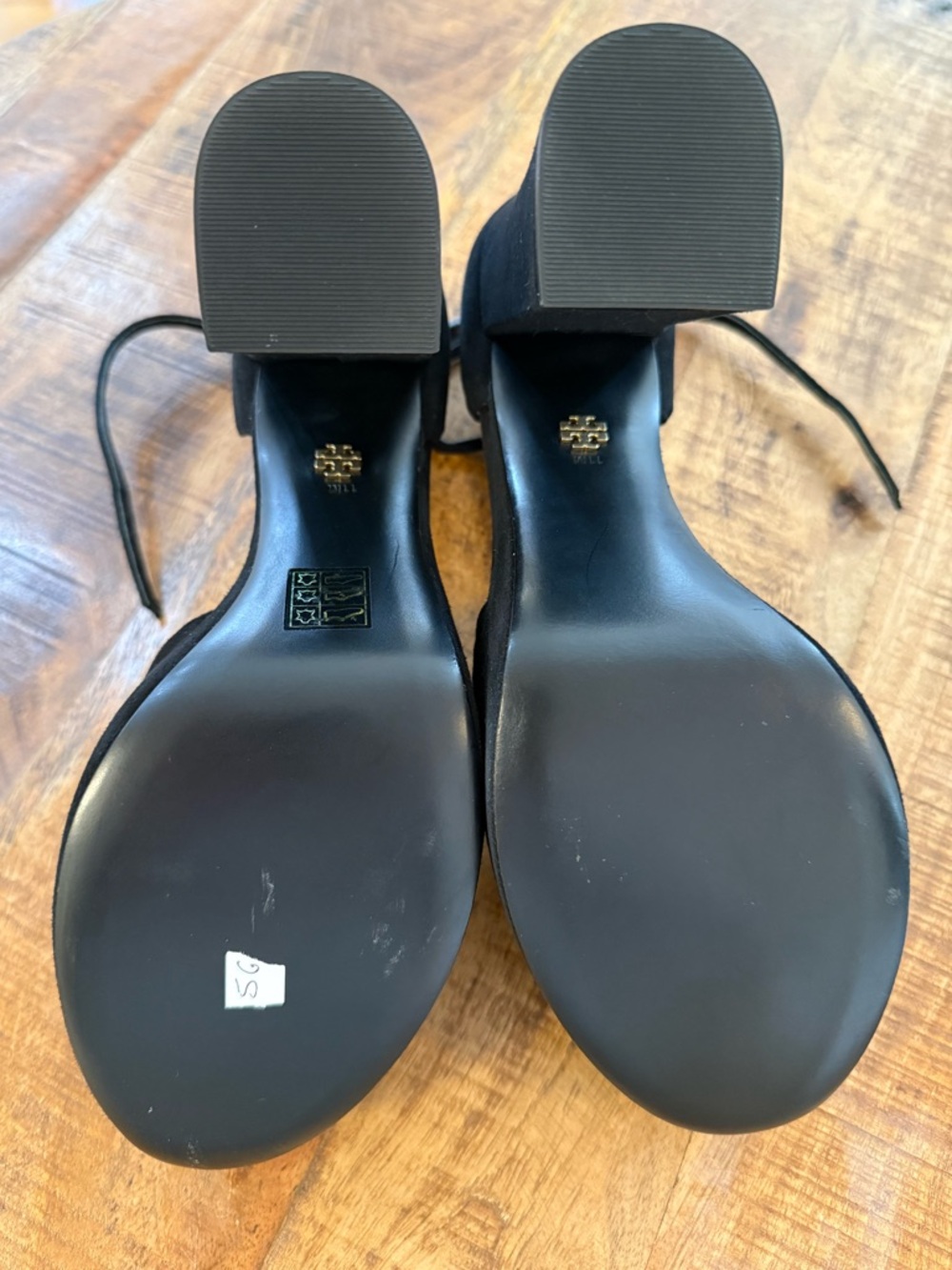 Tory Burch Black Suede Platform Block Heel Sandals, Size 11 - Picture 10 of 11